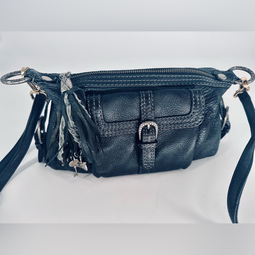 Elliott Lucca Hobo Bag Black Leather Shoulder Satchel Purse